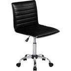 BOSSIN Adjustable Home Office Chair, Mid-Back Armless Ribbed Swivel Task Chair,Vanity Chair for Small Space, Livingroom Make-up