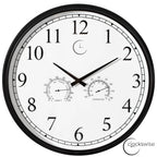 Large Outdoor Wall Clock Thermometer Combo, Waterproof Silent Garden Weather Station Home Indoor Patio Pool Black
