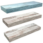 Floating Shelf Set, Rustic Wood Beach Style Hanging Wall Shelves - 3-Pack