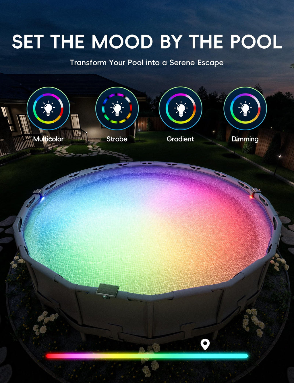 POOLHACKER Solar Pool Lights Only for Steel Wall Above Ground Pool