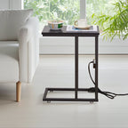 Javlergo Set of 2 C-Shaped Sofa Side Table, Small End Table for Living Room, Narrow Bedside/TV Tray Table