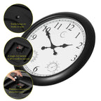 Large Outdoor Wall Clock Thermometer Combo, Waterproof Silent Garden Weather Station Home Indoor Patio Pool Black