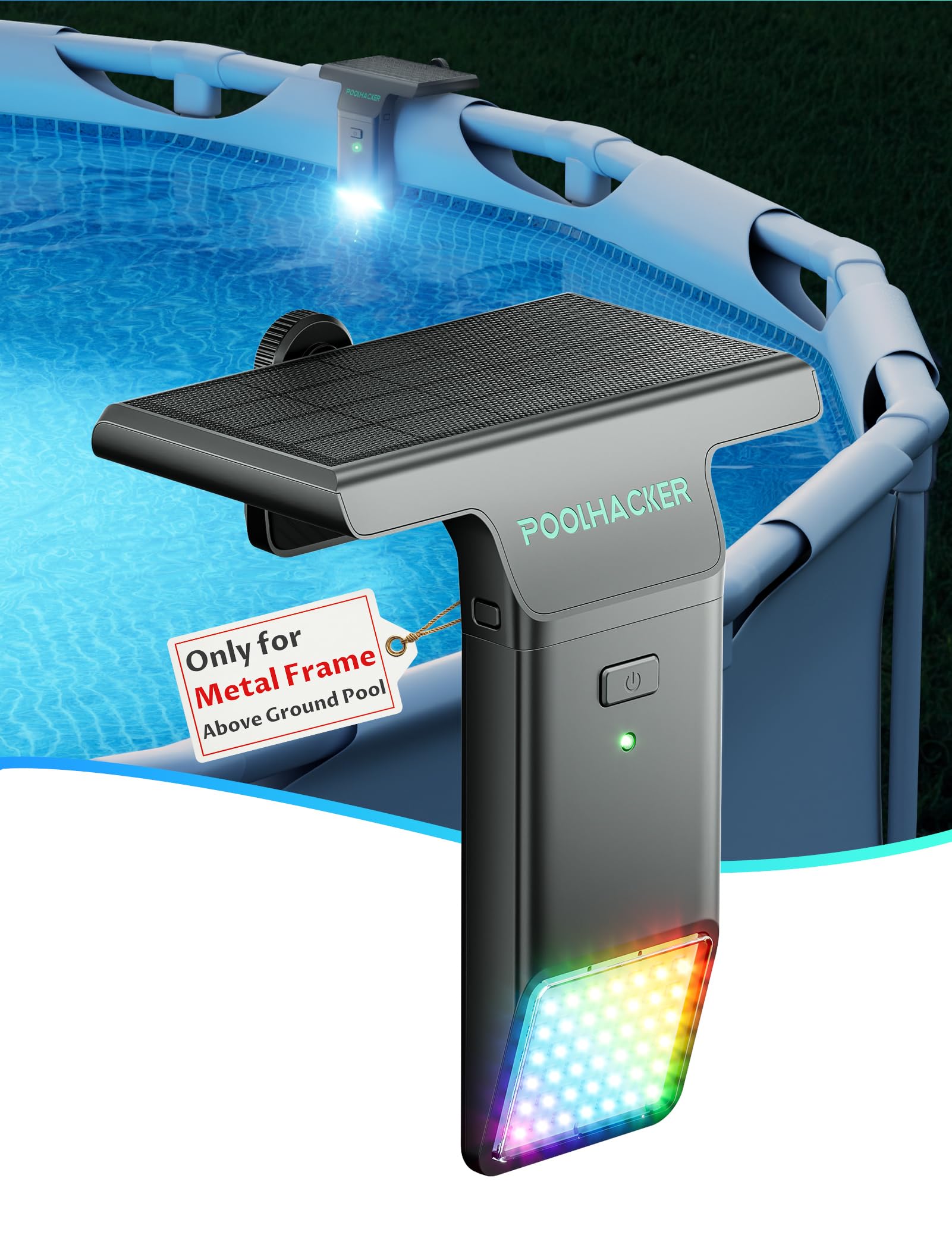 POOLHACKER Solar Pool Lights Only for Steel Wall Above Ground Pool