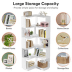 6-Tier Corner Book Shelf, 64.9Tall Freestanding Wood Industrial Bookcase Bookshelf