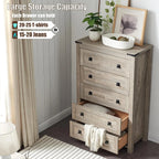 48 Tall Farmhouse 5 Drawer Wood Dresser, Chest of Drawers for Bedroom