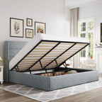 ALLEWIE Queen Size Lift Up Storage Bed with Wingback Headboard