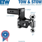 B&W TRAILER HITCHES Tow & Stow Adjustable Trailer Hitch Ball Mount