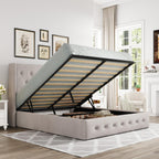 ALLEWIE Queen Size Lift Up Storage Bed with Wingback Headboard
