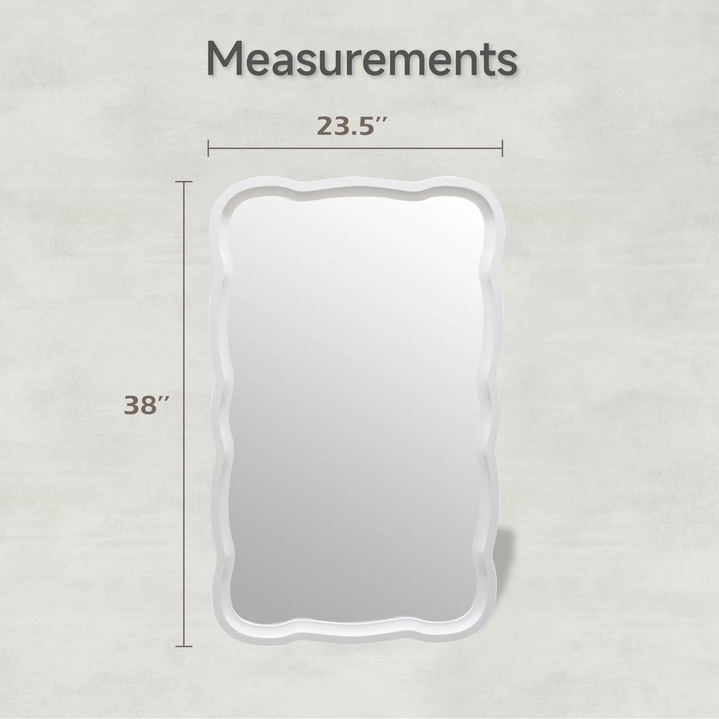 COZAYH Curved Scallop Wood Frame Accent Mirror