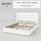 ALLEWIE Queen Size Lift Up Storage Bed with Wingback Headboard