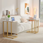 Javlergo Set of 2 C-Shaped Sofa Side Table, Small End Table for Living Room, Narrow Bedside/TV Tray Table