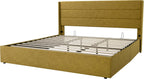 ALLEWIE Queen Size Lift Up Storage Bed with Wingback Headboard