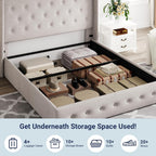 ALLEWIE Queen Size Lift Up Storage Bed with Wingback Headboard