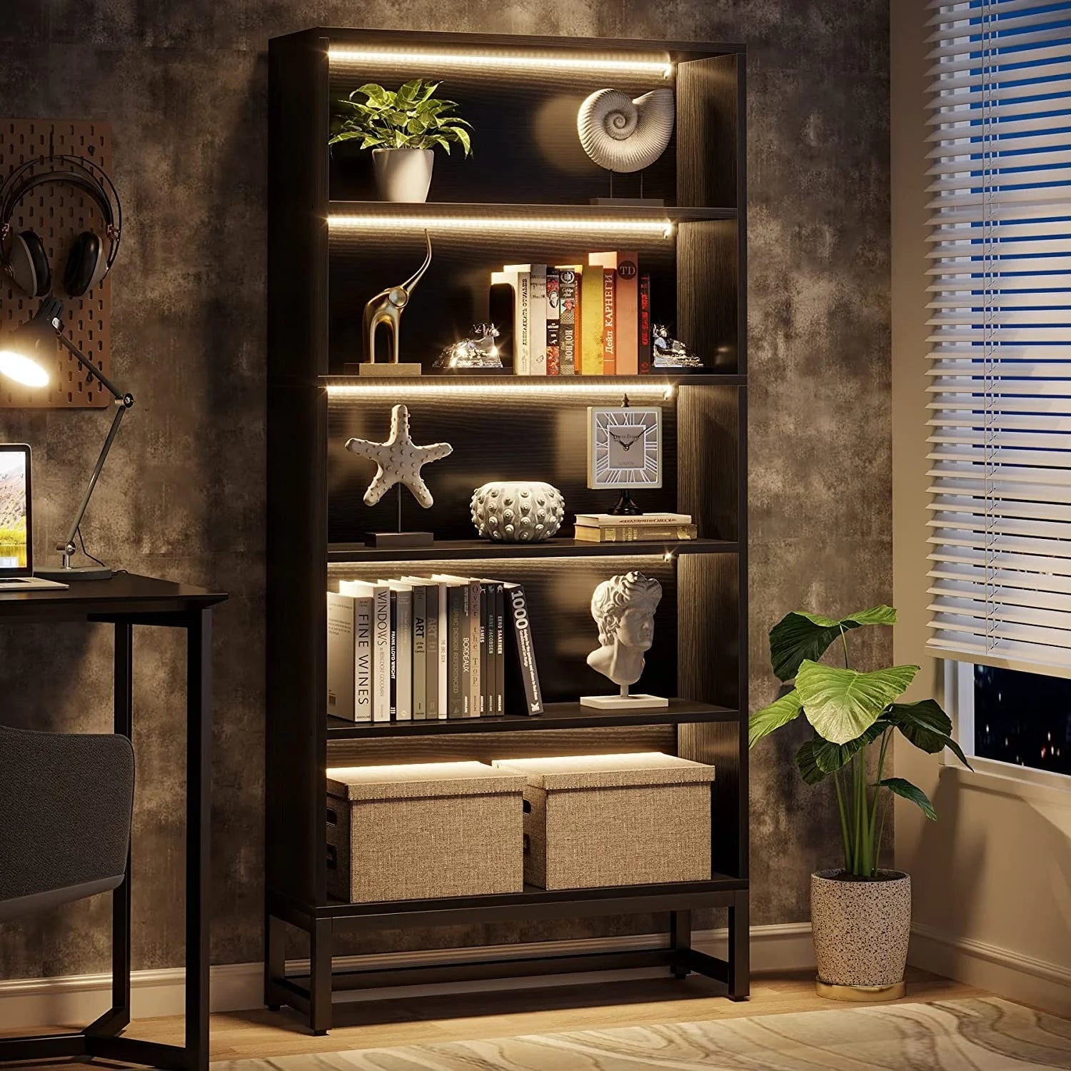 70.8 Inches Tall Bookcase and Bookshelf, 5-Tier Large Bookcases - 11.81D x 31.5W x 70.87H