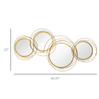 HOMCOM Metal Wall Art Modern Mirror Decor Home Hanging Wall Sculptures for Living Room Bedroom Dining Room, Gold