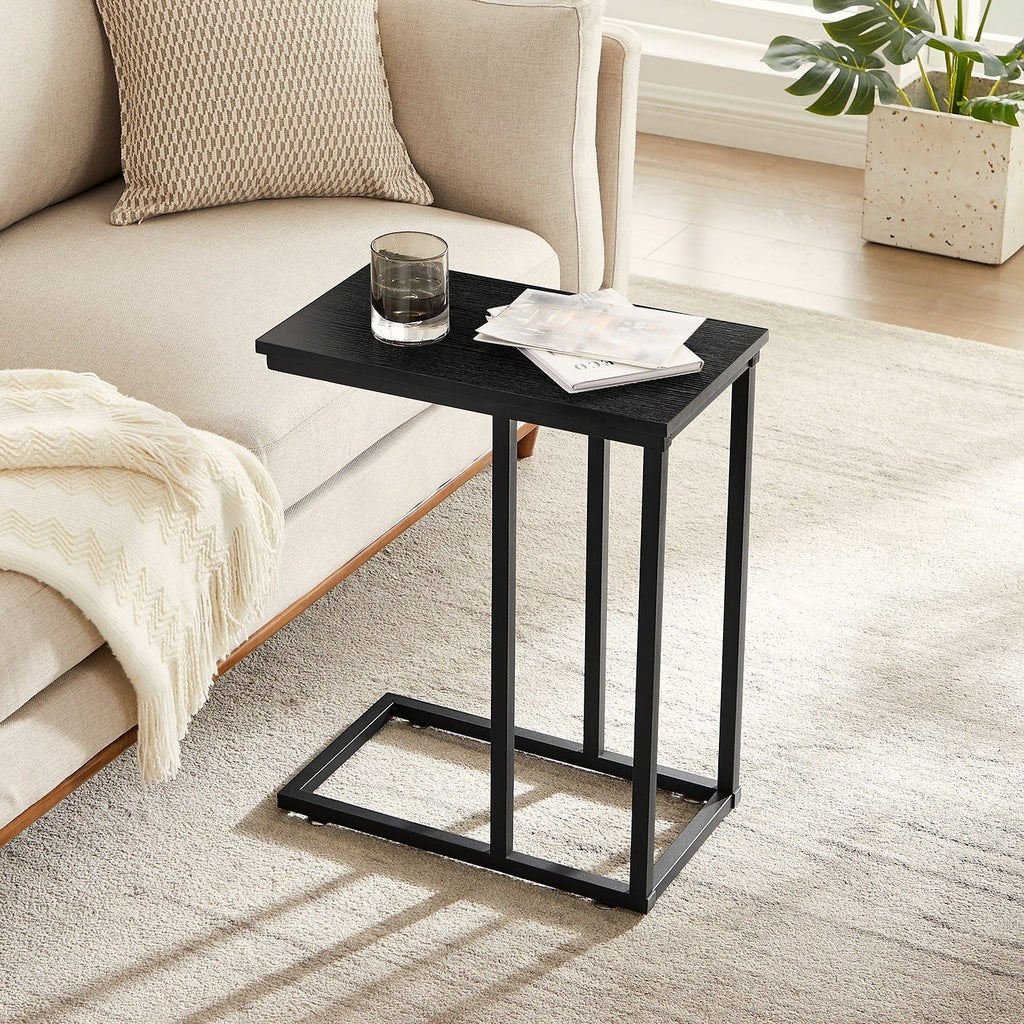 Javlergo Set of 2 C-Shaped Sofa Side Table, Small End Table for Living Room, Narrow Bedside/TV Tray Table