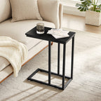Javlergo Set of 2 C-Shaped Sofa Side Table, Small End Table for Living Room, Narrow Bedside/TV Tray Table