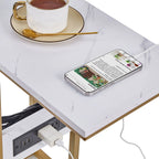 Javlergo Set of 2 C-Shaped Sofa Side Table, Small End Table for Living Room, Narrow Bedside/TV Tray Table