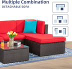 VONGRASIG 5 Piece All-Weather Patio Furniture Set with Ottoman