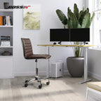 BOSSIN Adjustable Home Office Chair, Mid-Back Armless Ribbed Swivel Task Chair,Vanity Chair for Small Space, Livingroom Make-up