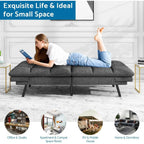 Futon Sofa Bed, Memory Foam Foldable Couch Convertible Loveseat Sleeper Daybed with Adjustable Armrests for Small Space