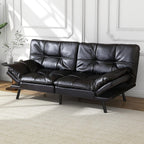 Futon Sofa Bed, Memory Foam Foldable Couch Convertible Loveseat Sleeper Daybed with Adjustable Armrests for Small Space