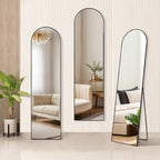 Full Length Mirror with Stand, Floor Mirror with Aluminum Alloy Frame for Bedroom, Standing Full Body Mirror for Wall, Cloakroom