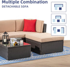 VONGRASIG 5 Piece All-Weather Patio Furniture Set with Ottoman