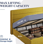 ALLEWIE Queen Size Lift Up Storage Bed with Wingback Headboard