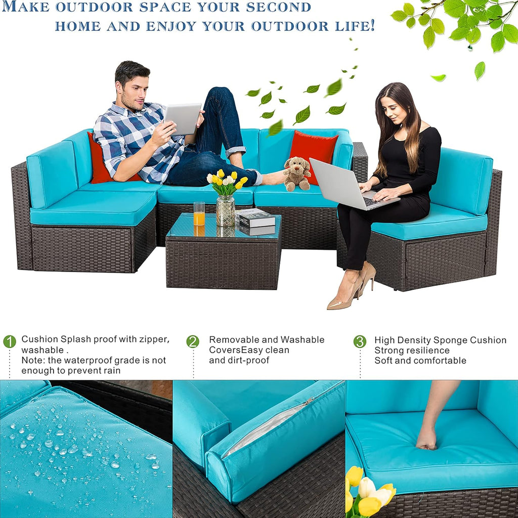 VONGRASIG 5 Piece All-Weather Patio Furniture Set with Ottoman