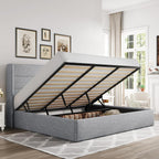 ALLEWIE Queen Size Lift Up Storage Bed with Wingback Headboard