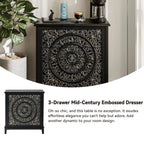 COZAYH Farmhouse Fully-Assembled Nightstand with 2-Drawer, Flower Motif End Table for Small Spaces, French Country
