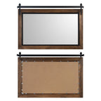 Farmhouse Barn Door Style Natural Wood Bathroom Vanity Wall Mirror
