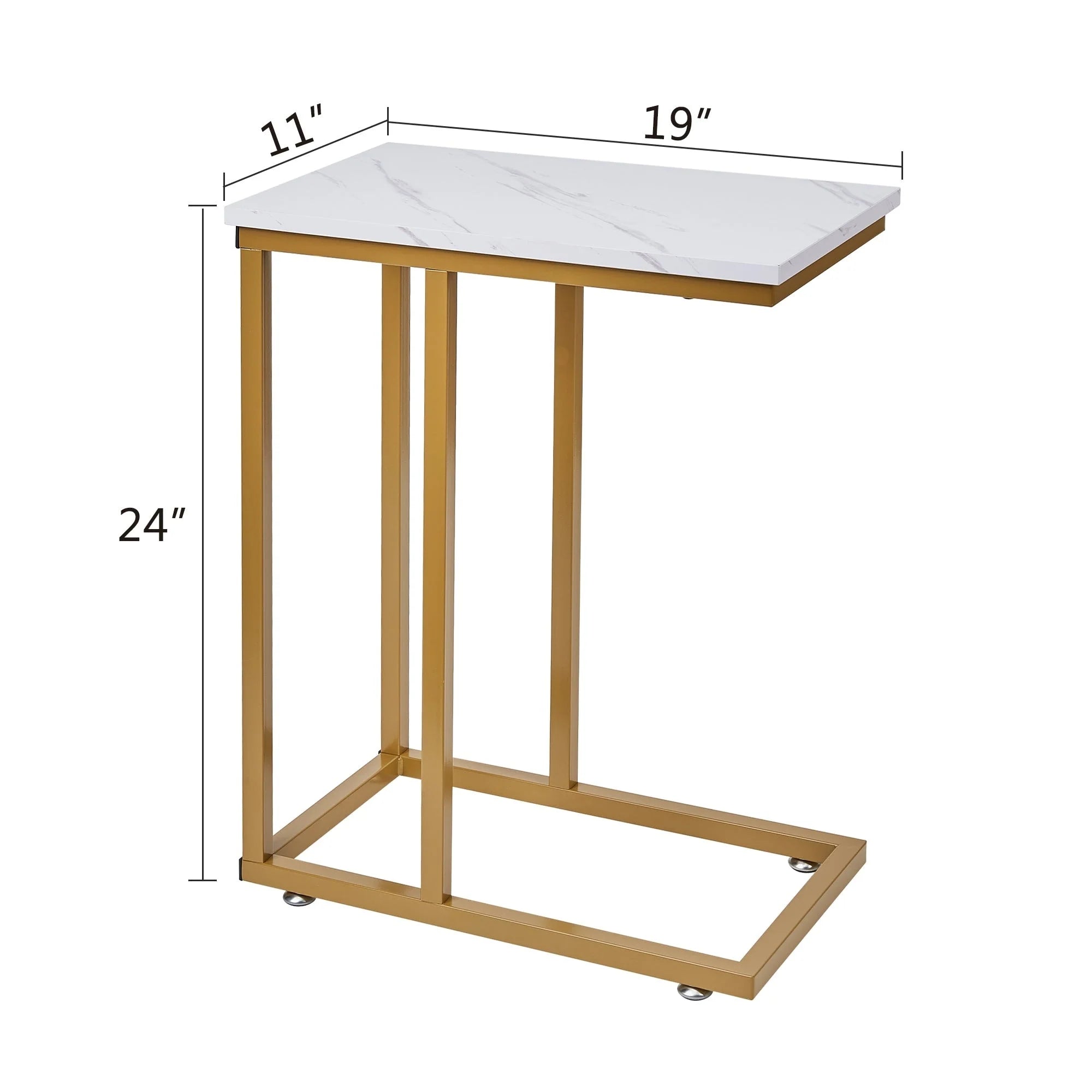 Javlergo Set of 2 C-Shaped Sofa Side Table, Small End Table for Living Room, Narrow Bedside/TV Tray Table