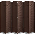 Sorbus 6 Panel Room Divider Tall Privacy Partition Screen Extra Wide Double Hinged Mesh Hand-Woven Folding Wall Divider - 6ft