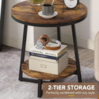 Industrial End Table, Round Side Table Table Small Coffee Accent Table