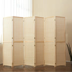 4/6 Panel Bamboo Room Divider 6 FT Detachable Wall Divider for Room Separation, Folding Privacy Screen