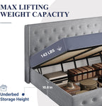 ALLEWIE Queen Size Lift Up Storage Bed with Wingback Headboard