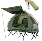 Camping Tent Cot, 5-in-1 Folding Camping Bed with Air Mattress, Pillow, Sleeping Bag, Waterproof Elevated Tent Shelter