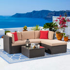 VONGRASIG 5 Piece All-Weather Patio Furniture Set with Ottoman
