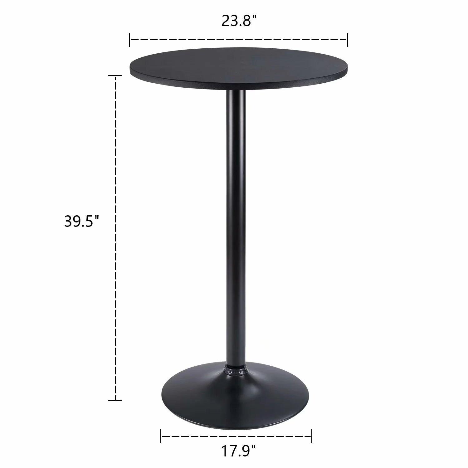 Homall Bistro Pub Table Round Bar Height Cocktail Table Metal Base MDF Top Obsidian Table with Black Leg 23.8inch Top - N/A