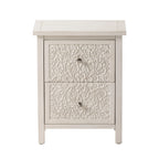 COZAYH Farmhouse Fully-Assembled Nightstand with 2-Drawer, Flower Motif End Table for Small Spaces, French Country