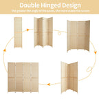 4/6 Panel Bamboo Room Divider 6 FT Detachable Wall Divider for Room Separation, Folding Privacy Screen