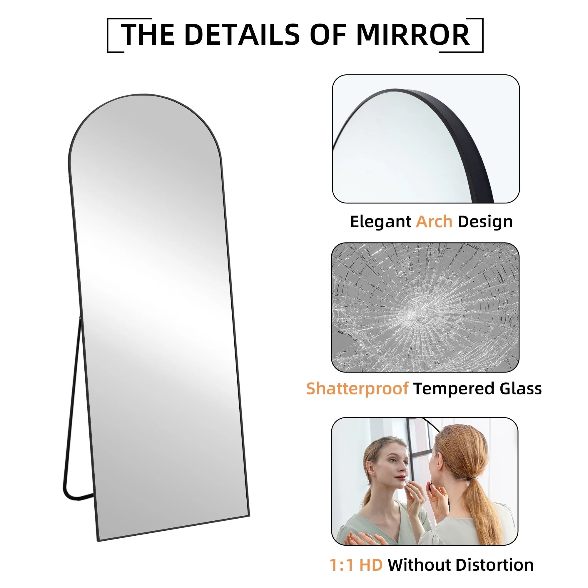 64x21 Full Length Floor Mirror with Stand Aluminum Alloy Frame,Wall-Mounted Mirror