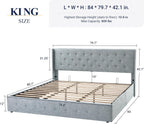 ALLEWIE Queen Size Lift Up Storage Bed with Wingback Headboard