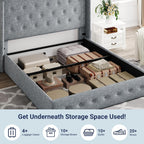 ALLEWIE Queen Size Lift Up Storage Bed with Wingback Headboard