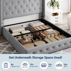 ALLEWIE Queen Size Lift Up Storage Bed with Wingback Headboard
