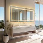 Extra Large LED Lighted Bathroom Mirror Wall Anti-Fog Vanity 3 Colors