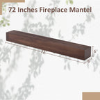 Solid Pine Wall Mounted 72-inch Fireplace Mantel Floating Shelf Brown