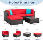 VONGRASIG 5 Piece All-Weather Patio Furniture Set with Ottoman